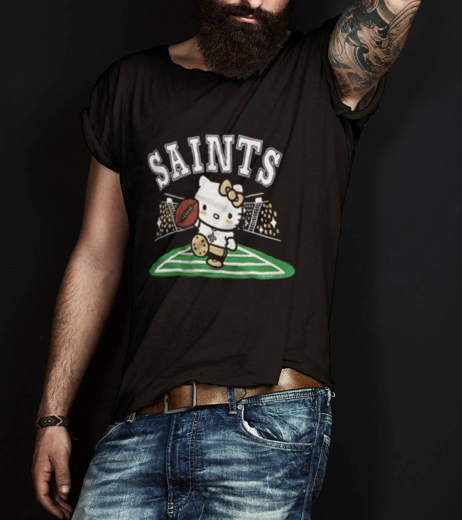 Hello Kitty New Orleans Saints Football Mascot Fan Gear T-Shirt