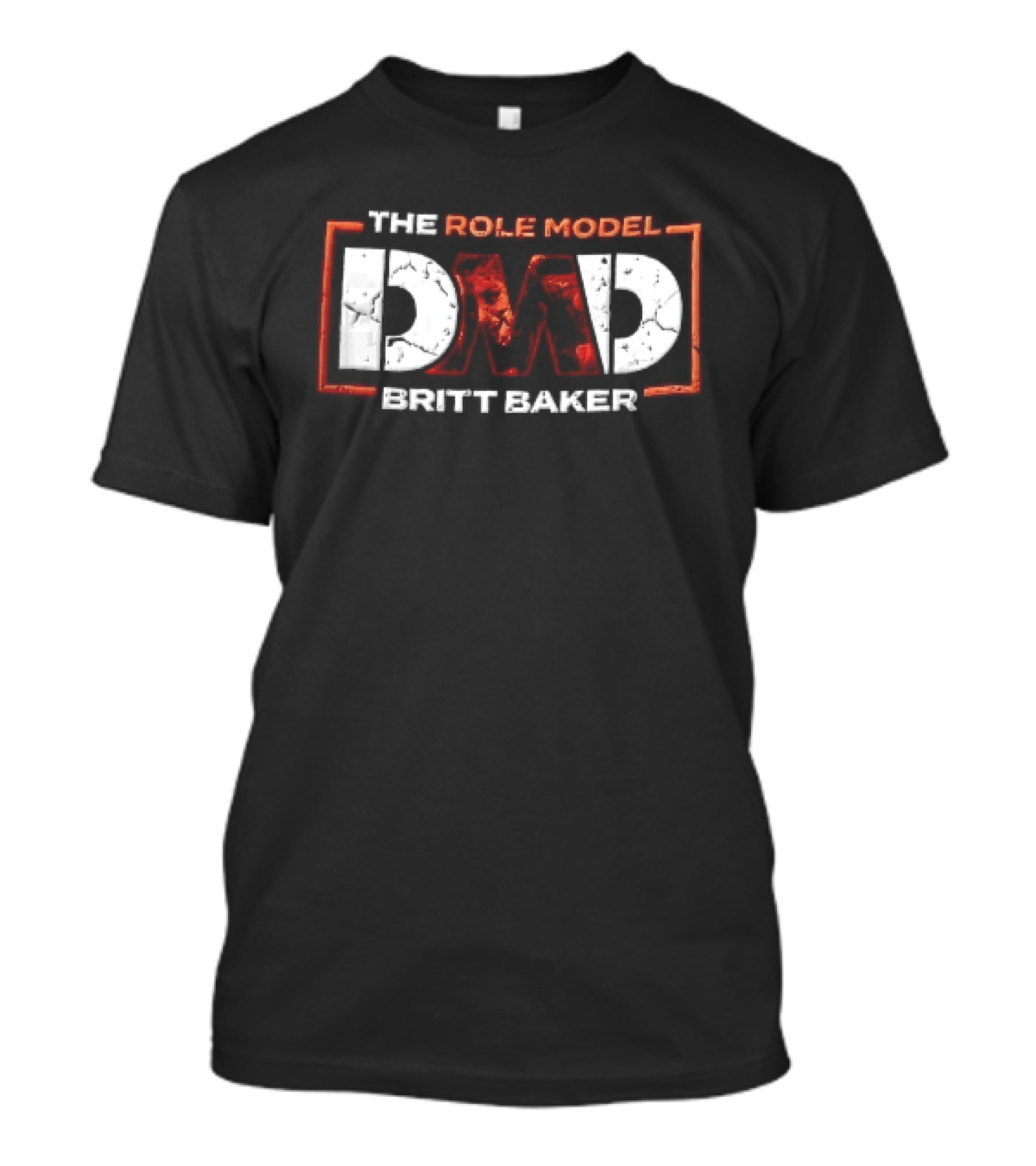 The Role Model DMD Britt Baker Wrestler Photo Inset Orange Box Frame Stencil T-Shirt