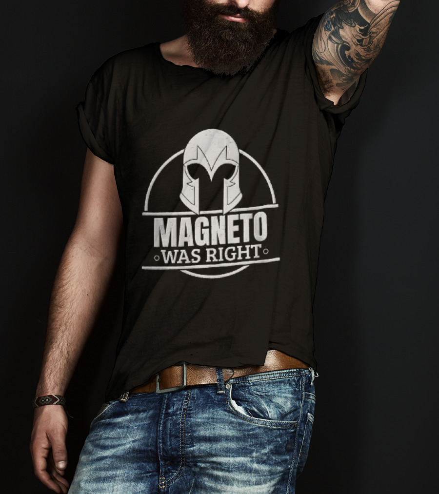 Magneto Was Right Helmet Circular Frame Distressed Grunge T-Shirt