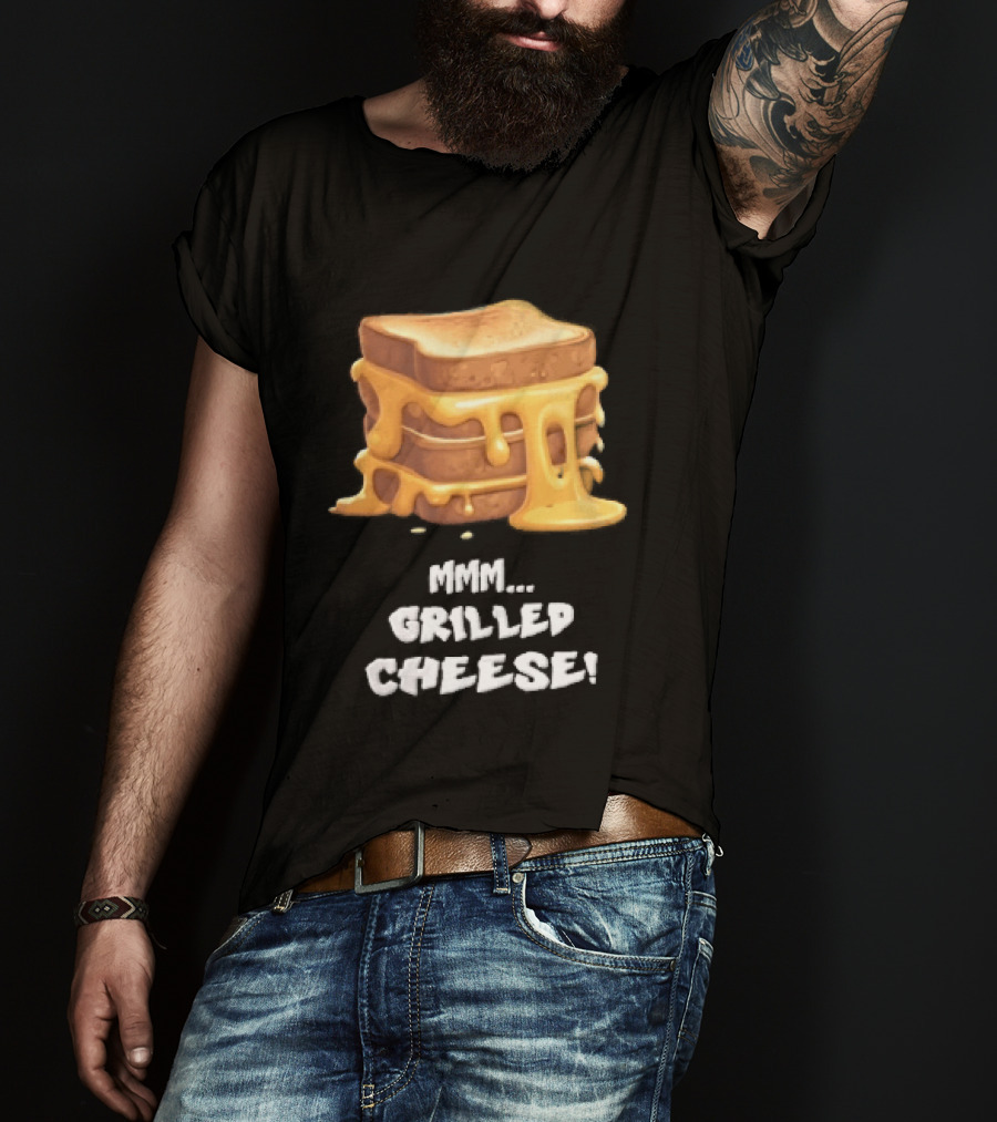 Mmm Grilled Cheese Melting Dripping Stacked Sandwiches Cartoon T-Shirt