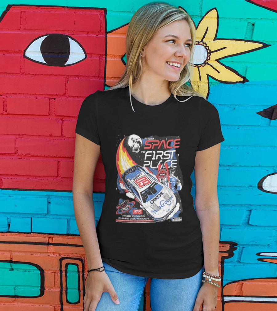 NASCAR From Space To First Place Ryan Preece RFK 2023 Race Winner Moon Flames Oikos 400 T-Shirt