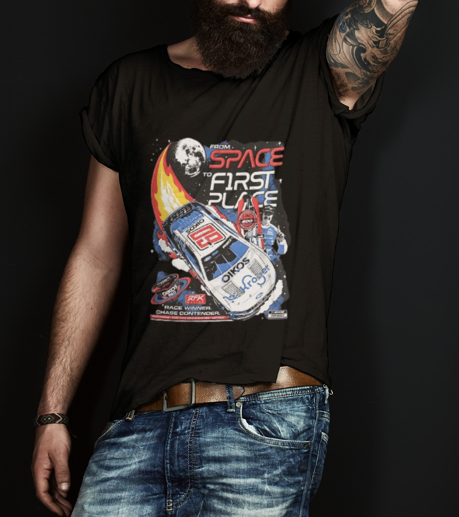 NASCAR From Space To First Place Ryan Preece RFK 2023 Race Winner Moon Flames Oikos 400 T-Shirt