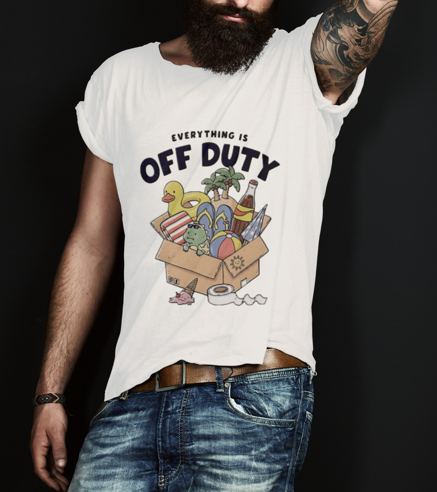 Everything Is Off Duty Cartoon Turtle And Beach Box T-Shirt