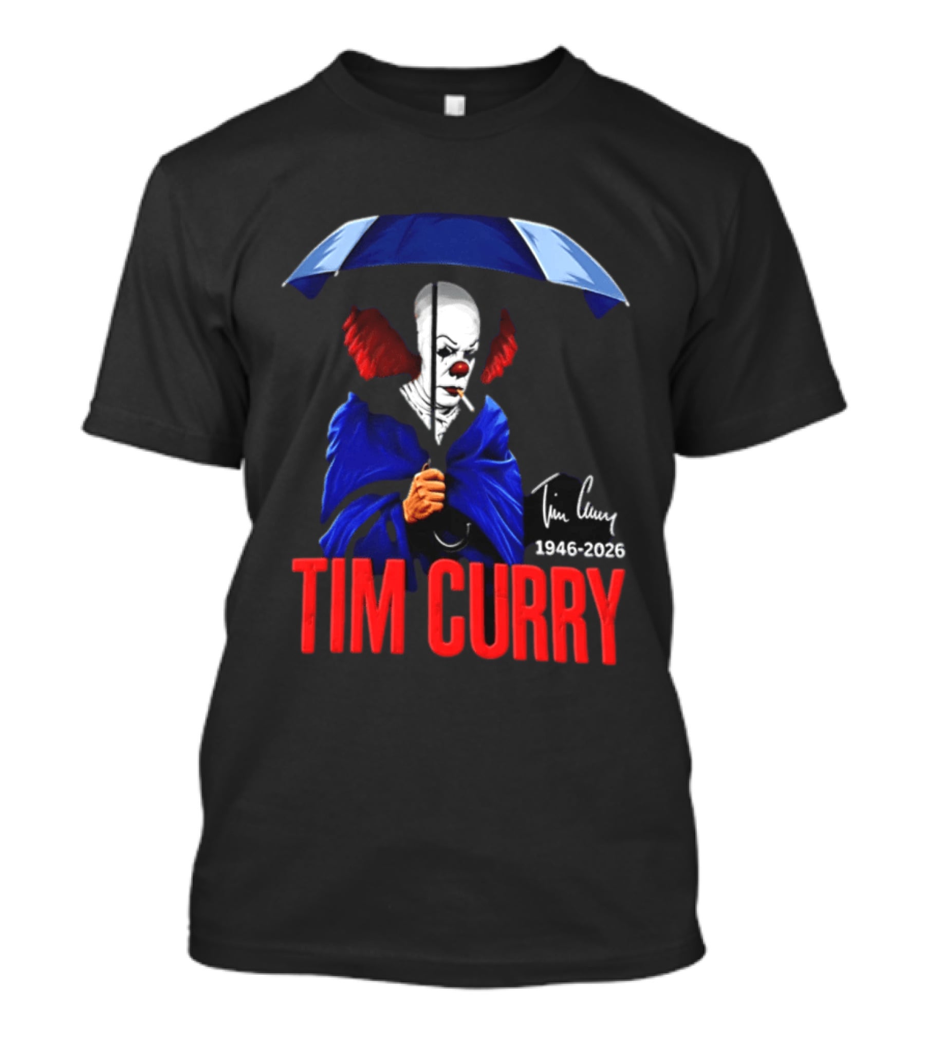 Tim Curry Pennywise 1946 2026 Memorial With Umbrella T-Shirt