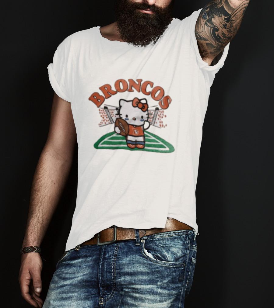 Hello Kitty Broncos Football Collaboration With Denver Team Spirit T-Shirt