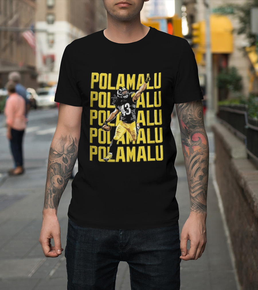 Pittsburgh Steelers Troy Polamalu Football Action Yellow Polamalu T-Shirt