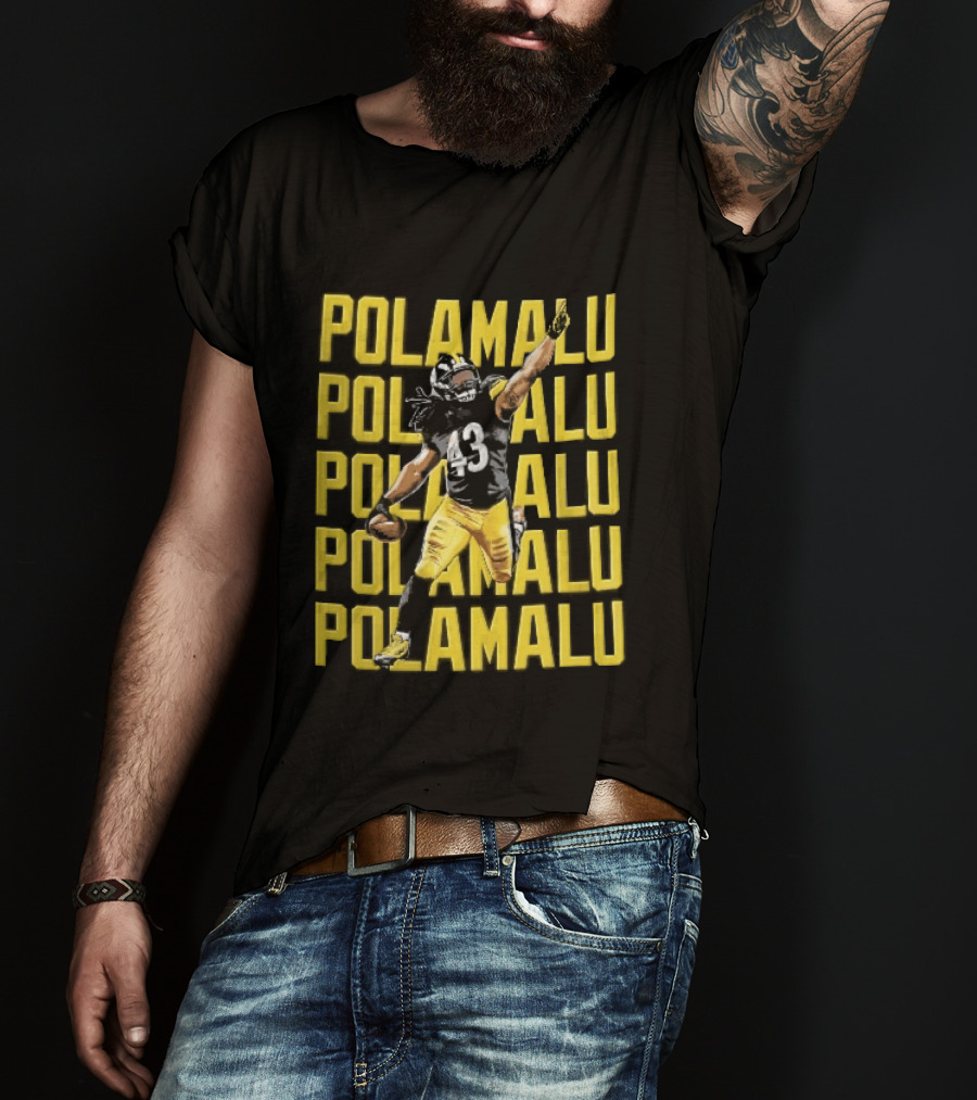 Pittsburgh Steelers Troy Polamalu Football Action Yellow Polamalu T-Shirt