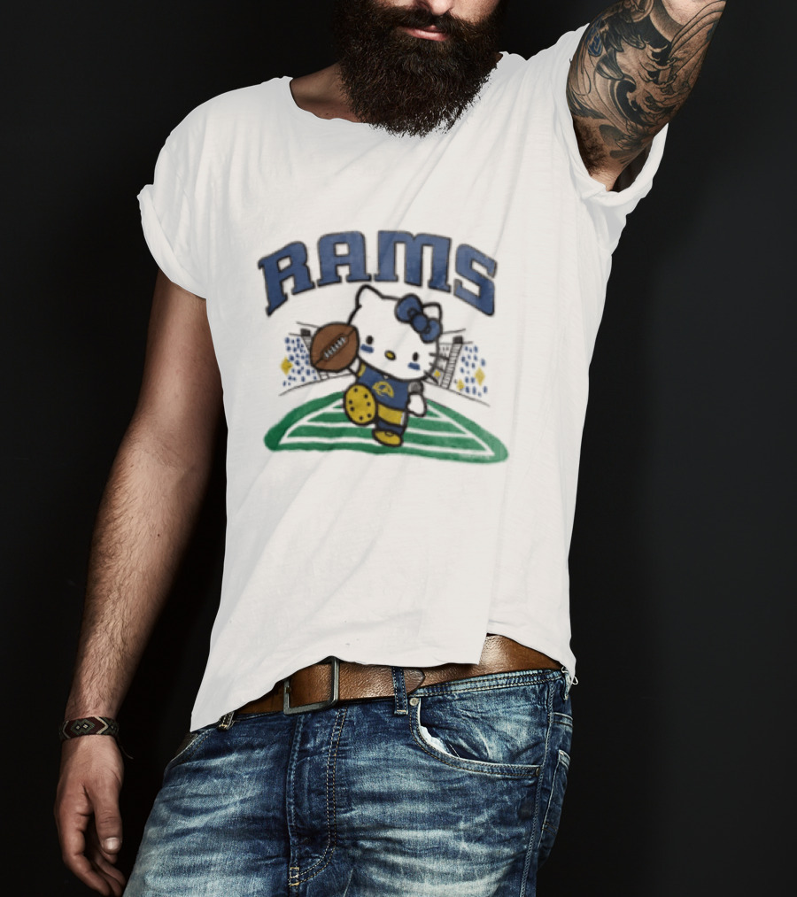 Hello Kitty Los Angeles Rams Football Collaboration Touchdown T-Shirt