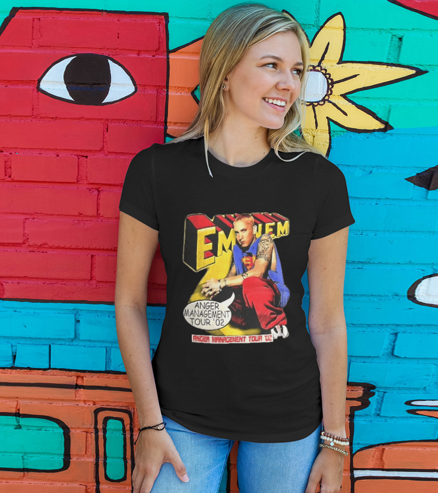 Eminem Anger Management Tour 02 Superman Tattoo 3D Block Letters Vintage 2000s T-Shirt