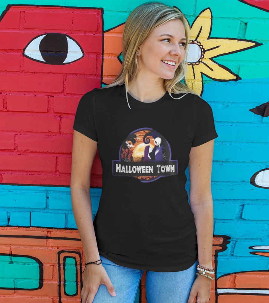 Halloween Town Jack And Sally Graveyard Scene Moonlit T-Shirt