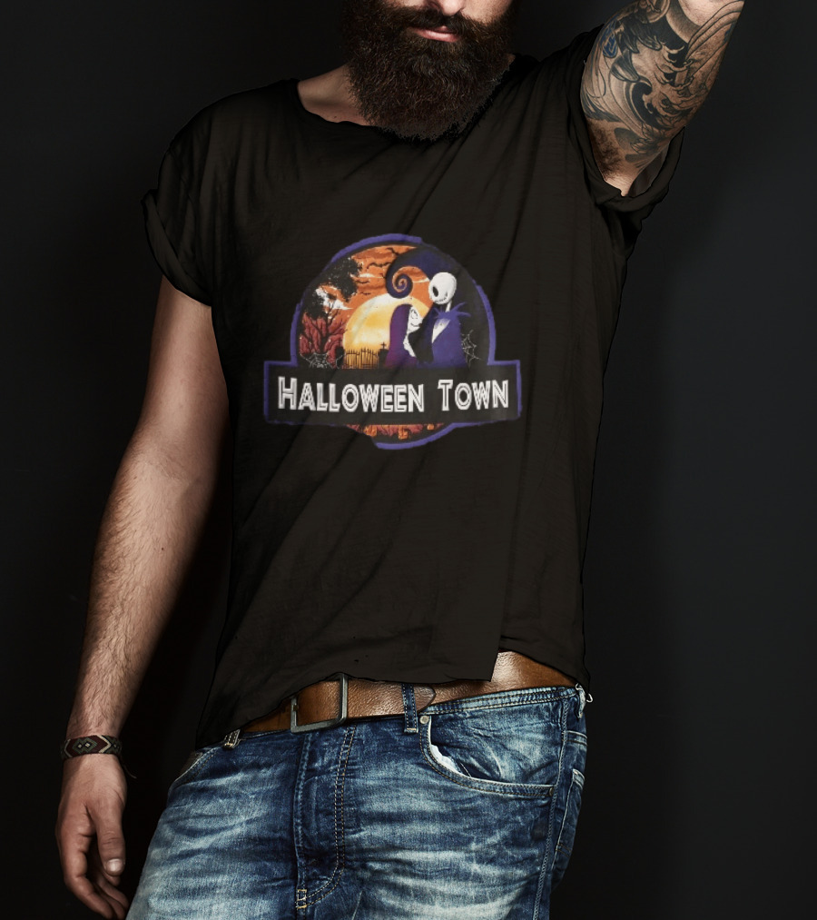 Halloween Town Jack And Sally Graveyard Scene Moonlit T-Shirt