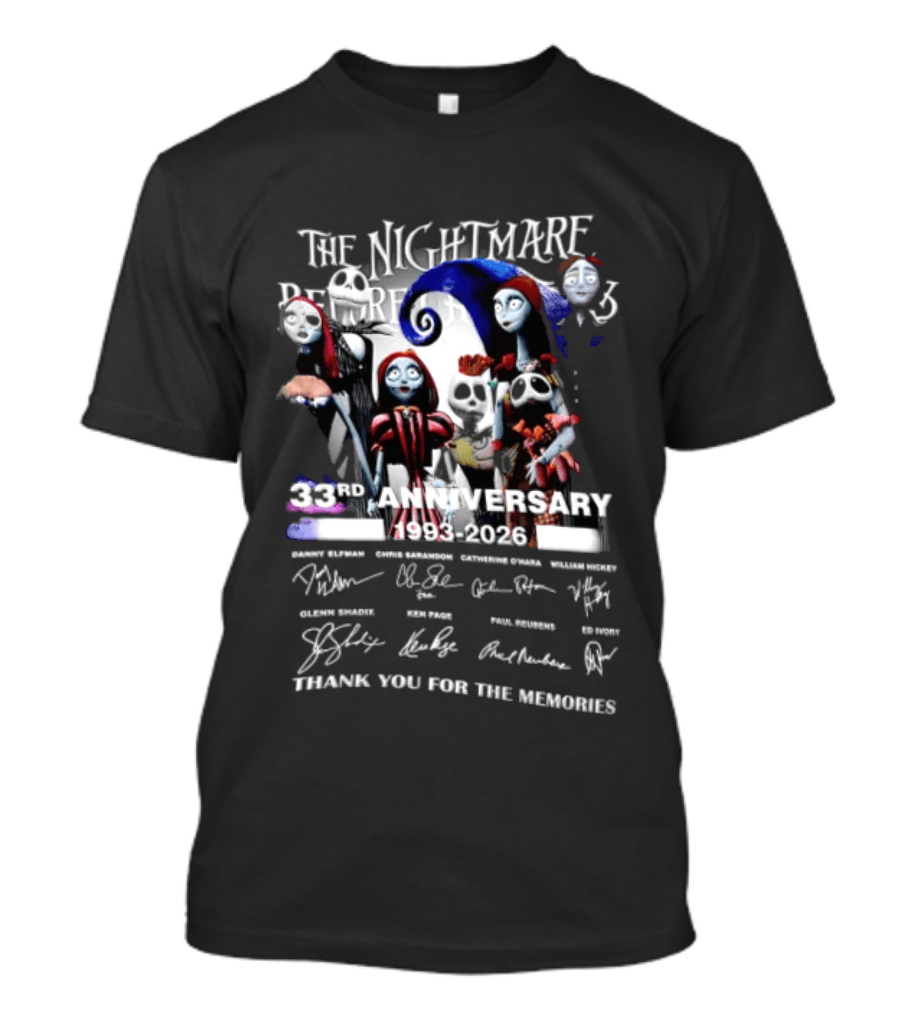 The Nightmare Before Christmas 33rd Anniversary 1993 2026 Thank You For The Memories T-Shirt