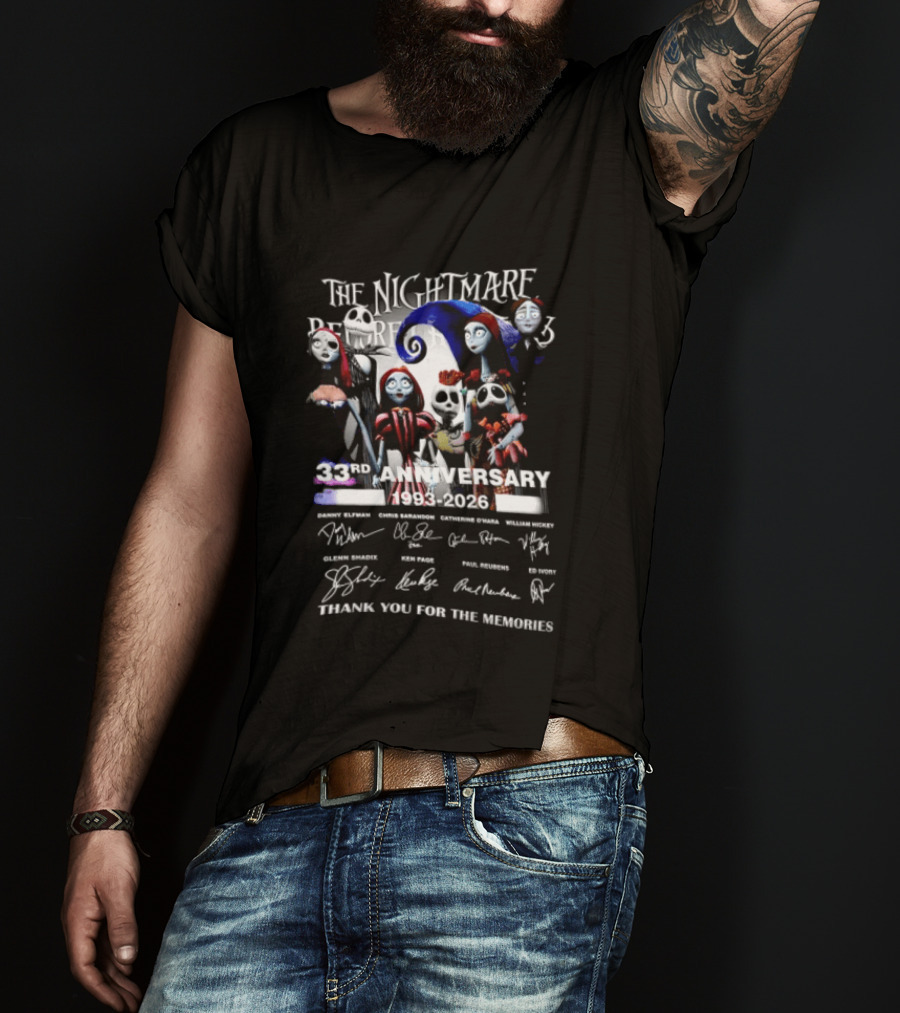 The Nightmare Before Christmas 33rd Anniversary 1993 2026 Thank You For The Memories T-Shirt