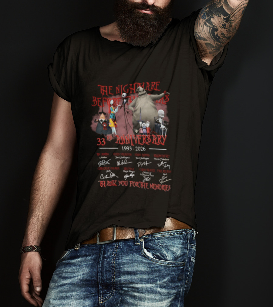 The Nightmare Before Christmas 33rd Anniversary 1993 2026 Thank You For The Memories T-Shirt