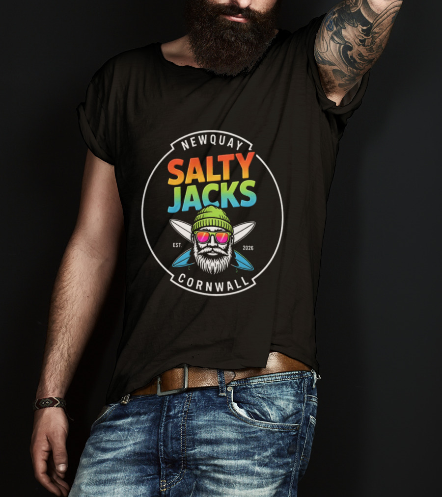 Newquay Salty Jacks Surf Shack Cornwall Est 2026 T-Shirt
