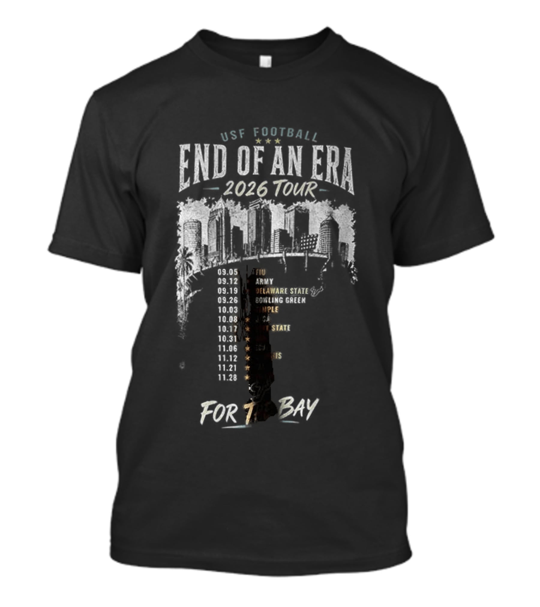 USF Bulls Football End Of An Era 2026 Tour For The Bay Final Season Dates T-Shirt