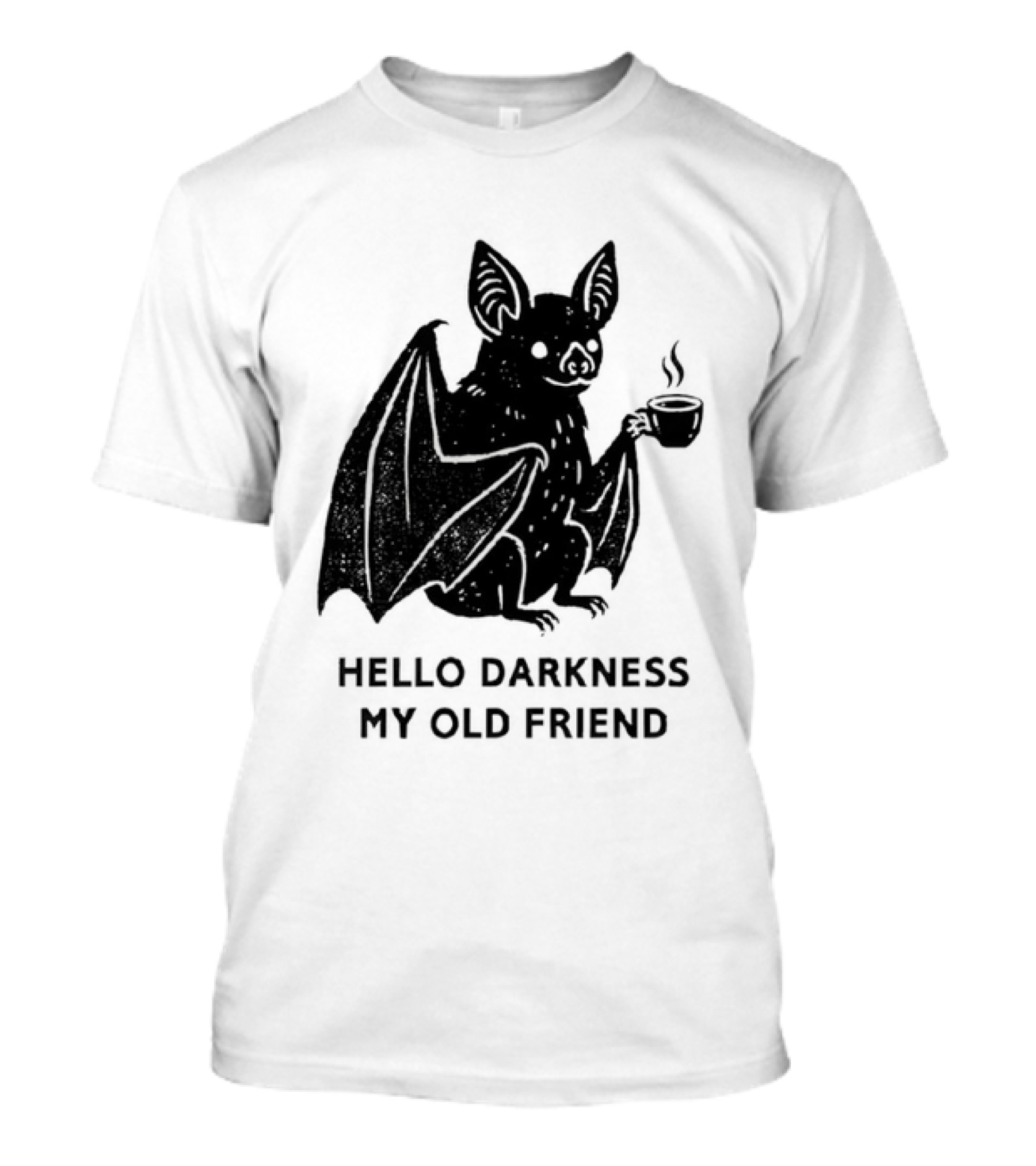 Bat With Coffee Hello Darkness My Old Friend T-Shirt