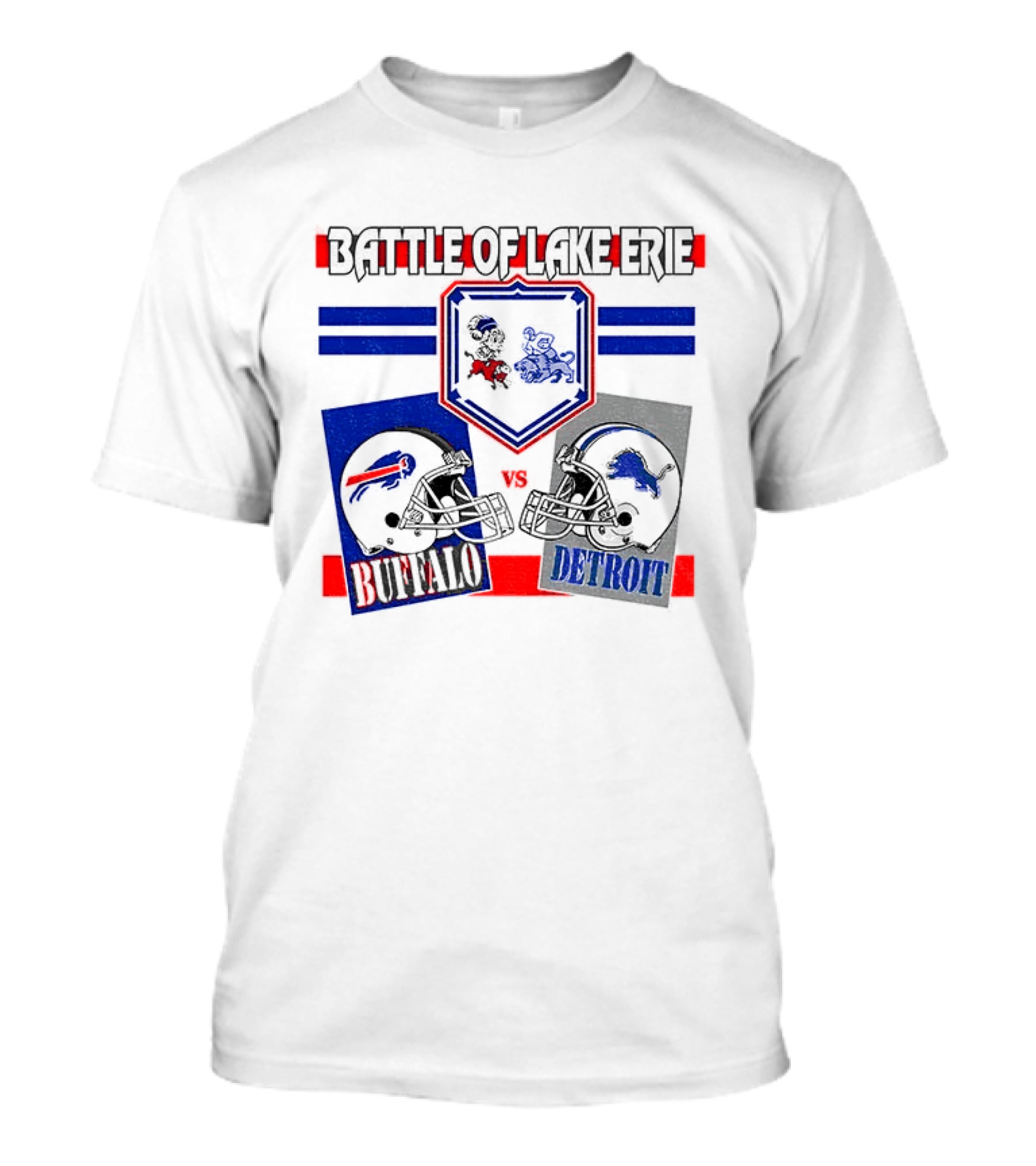 Battle Of Lake Erie Buffalo And Detroit Football Helmets T-Shirt