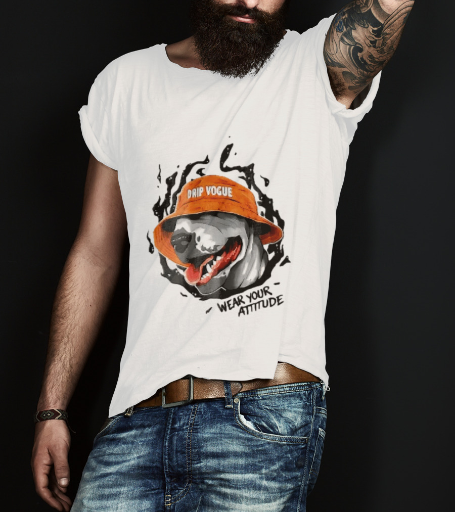 Drip Vogue Wear Your Attitude Dog Bucket Hat Trendy T-Shirt