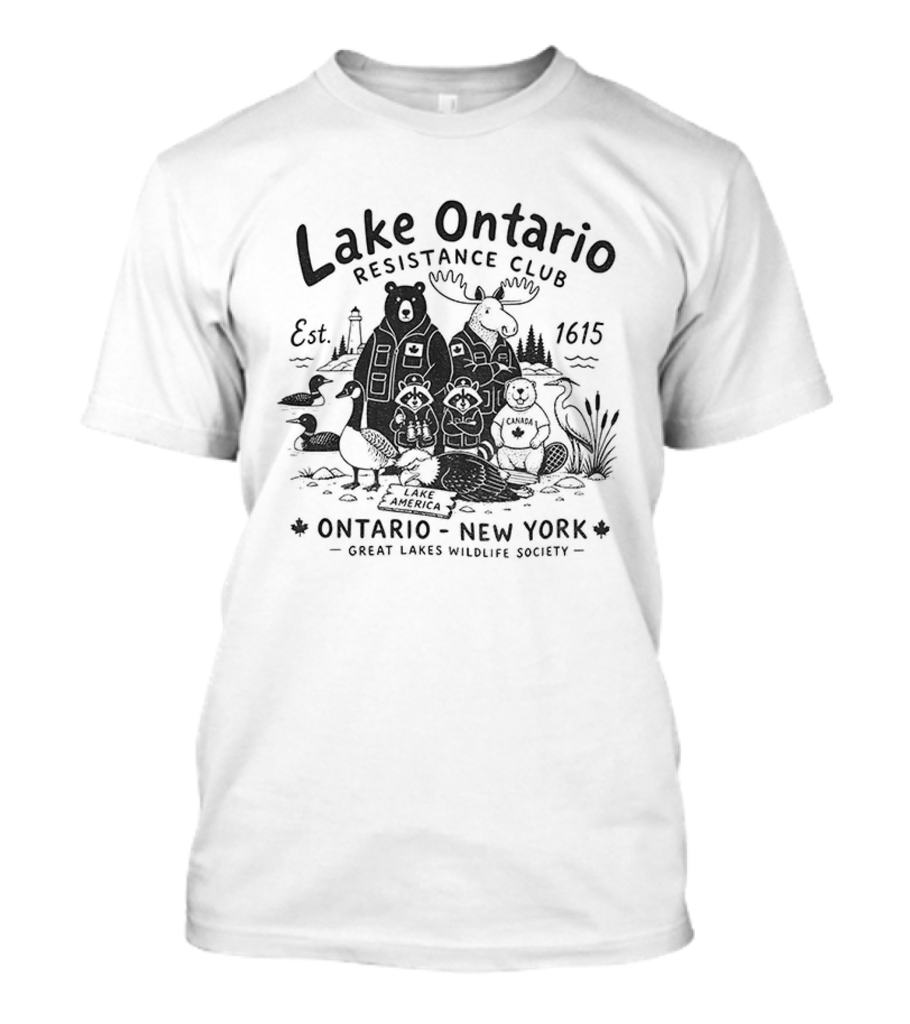 Lake Ontario Resistance Club Ontario New York Great Lakes Wildlife Society Est 1625 T-Shirt