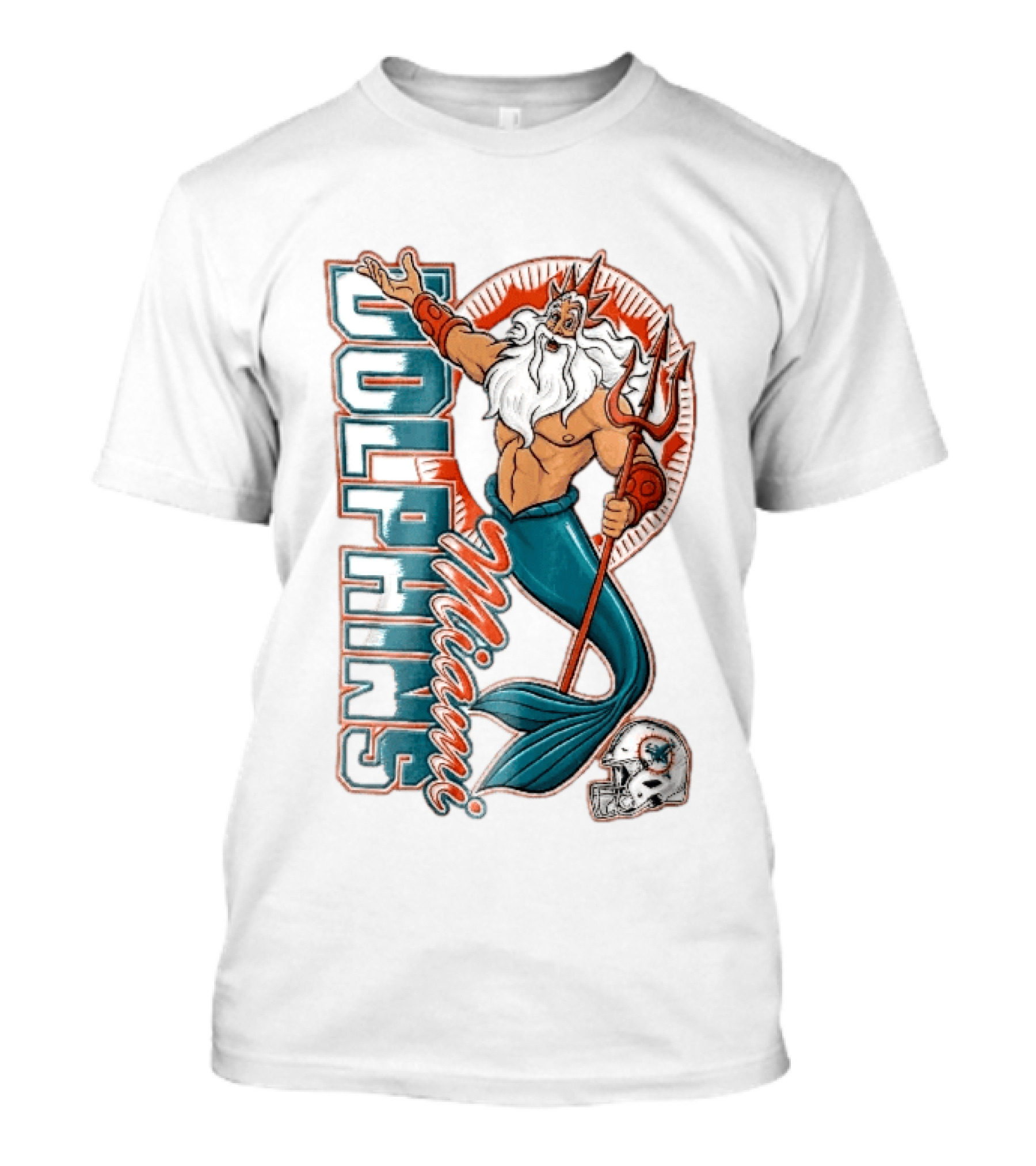 Miami Dolphins Poseidon Merman Trident Retro Sports Team T-Shirt