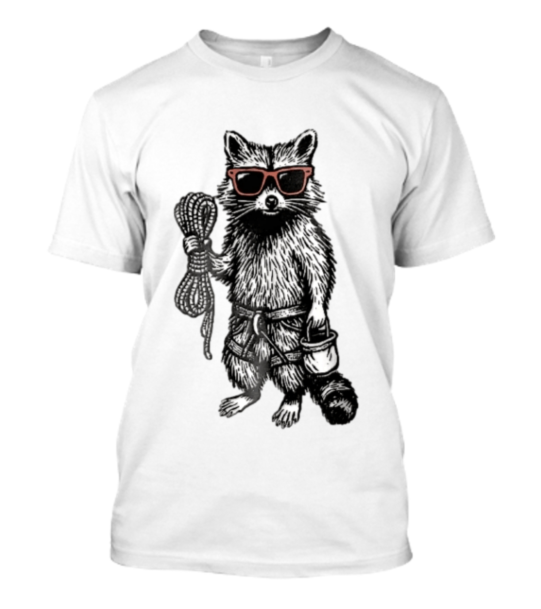 Raccoon Climber Rope Chalk Bag Sunglasses T-Shirt