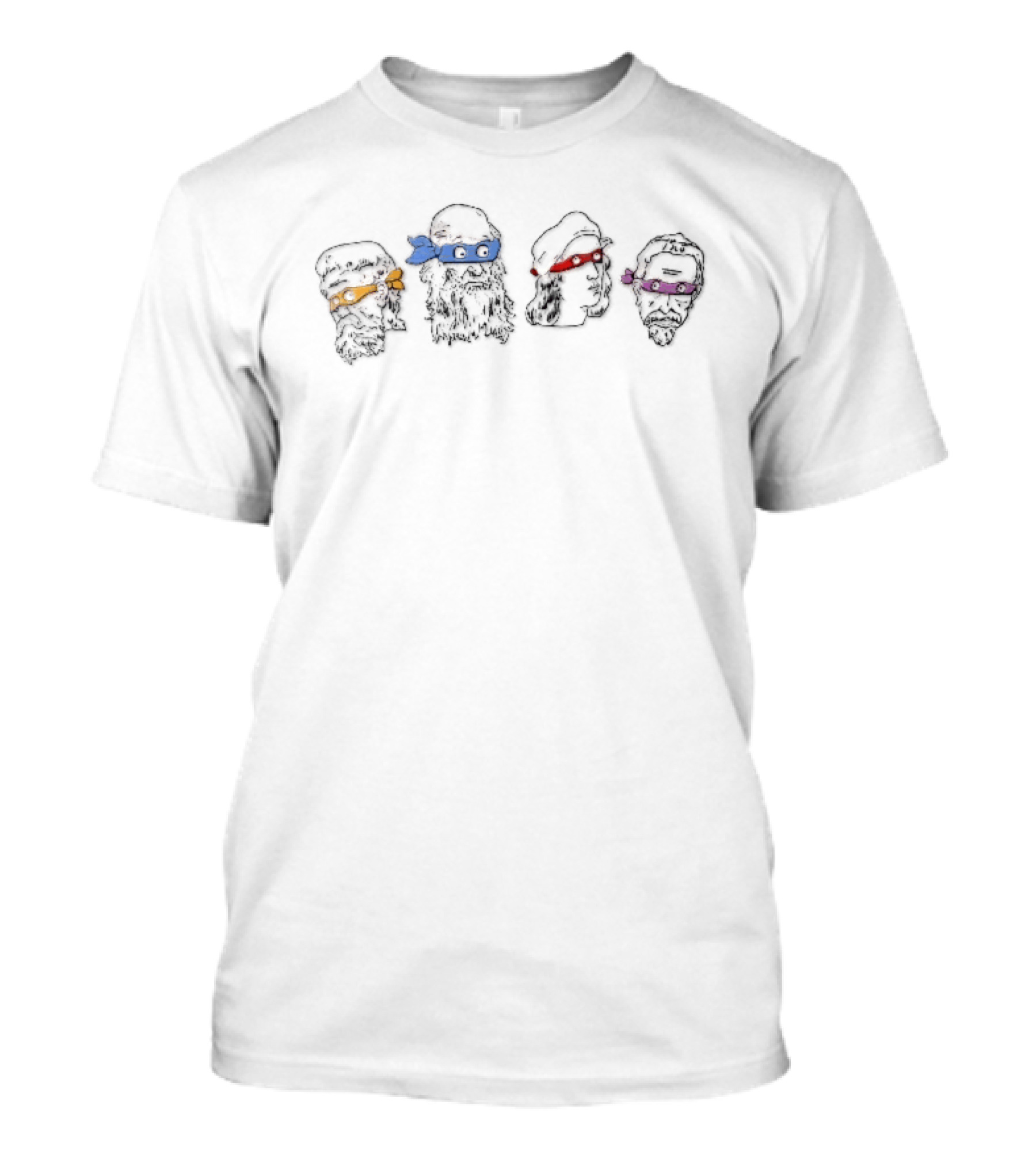 Renaissance Sculpture Meets Ninja Turtle Masks Faces Fusion T-Shirt