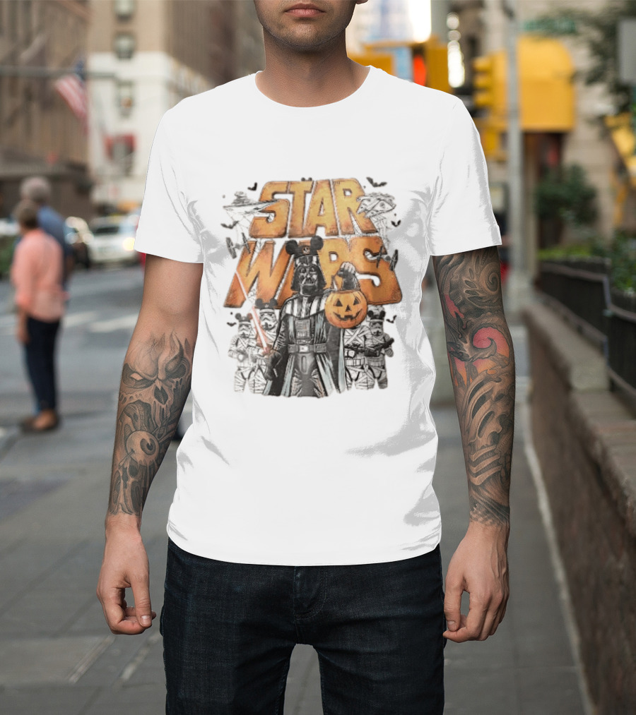 Star Wars Darth Vader Mickey Ears Stormtroopers Halloween Pumpkin T-Shirt