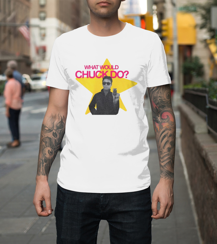 Chuck Timely And The Hourglass 90s Baby What Would Chuck Do Starburst T-Shirt