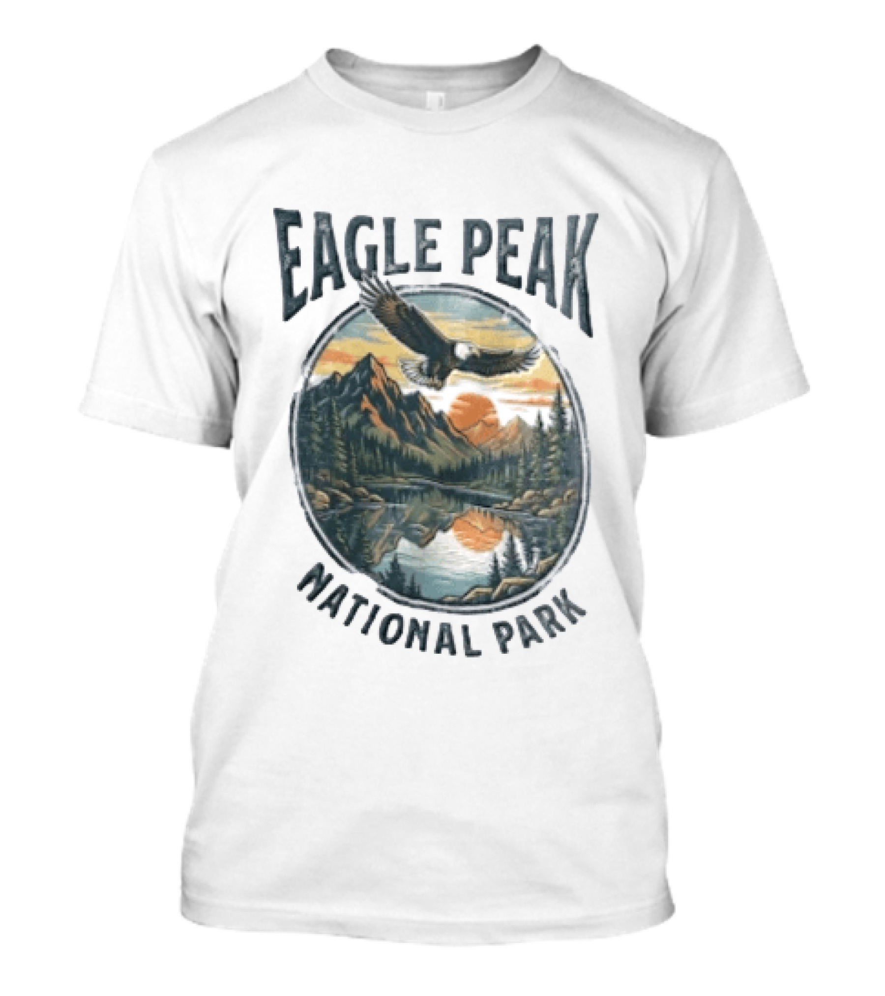 Eagle Peak National Park Eagle Mountains Lake Forest Sunset T-Shirt