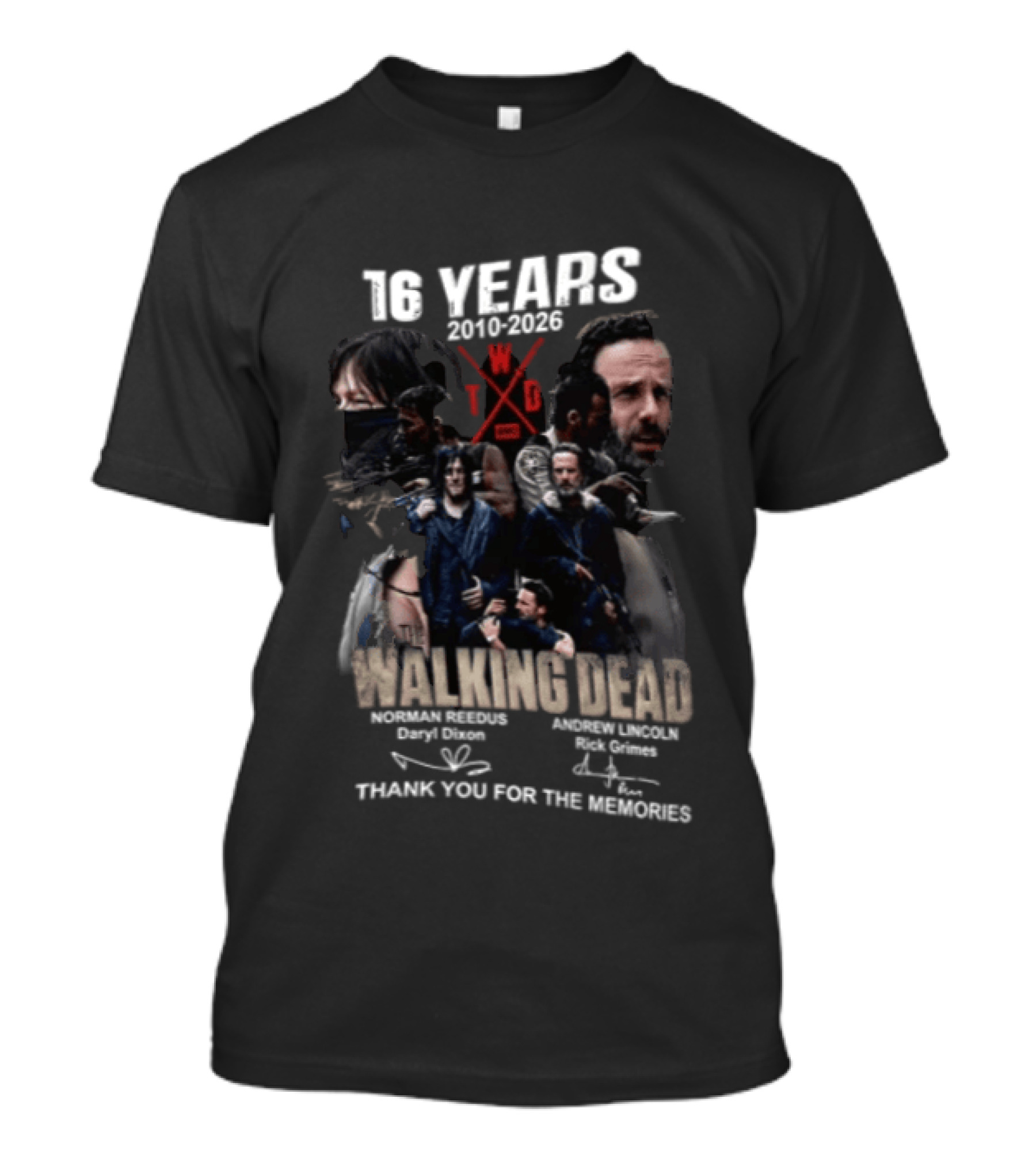 16 Years 2010 2026 The Walking Dead Daryl And Rick Thank You For The Memories T-Shirt