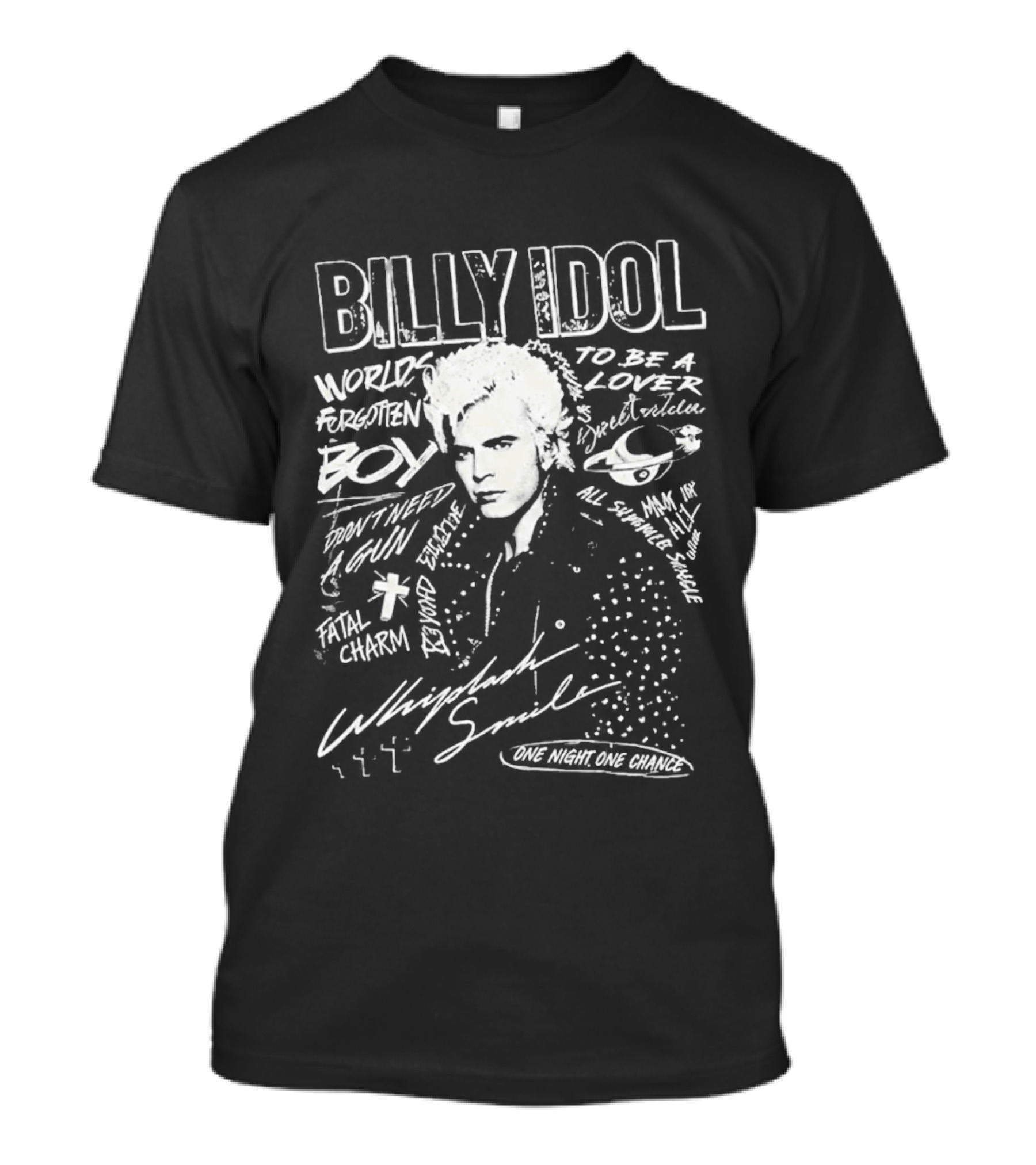 Billy Idol Whiplash Smile White Punk Print T-Shirt