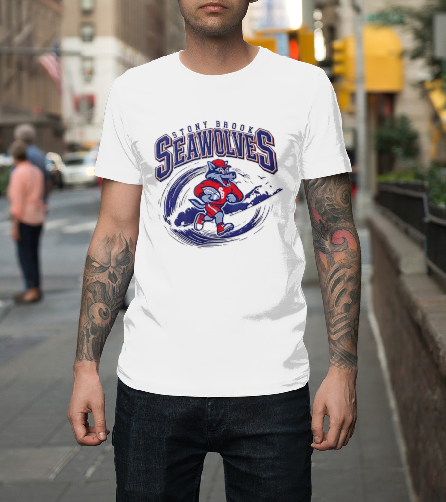 Stony Brook Seawolves Mascot Football Sportswear T-Shirt