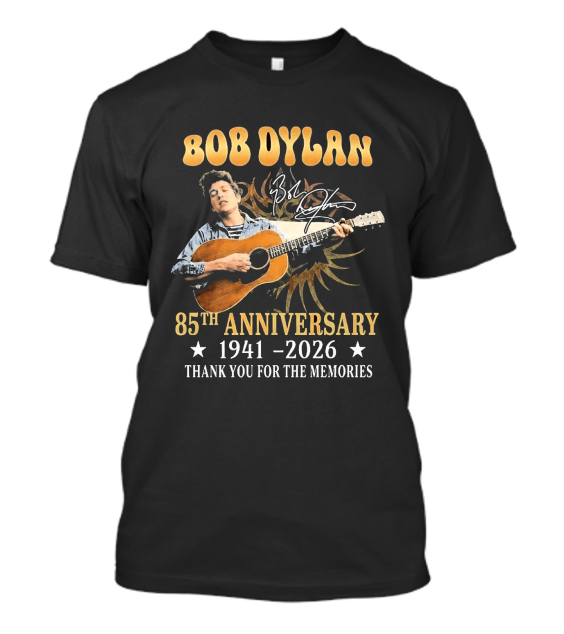 Bob Dylan 85th Anniversary 1941 2026 Thank You For The Memories Guitar T-Shirt
