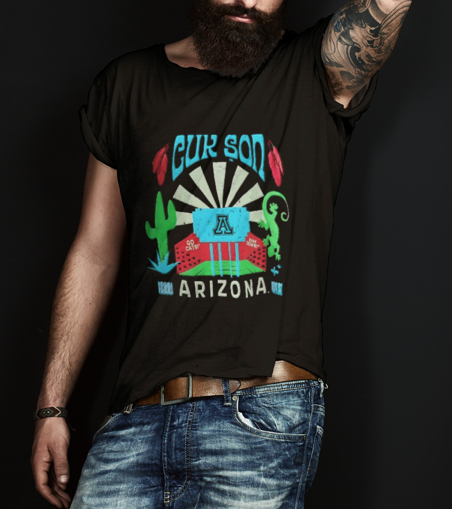 Arizona Go Cats Bear Down Cactus Lizard Desert T-Shirt