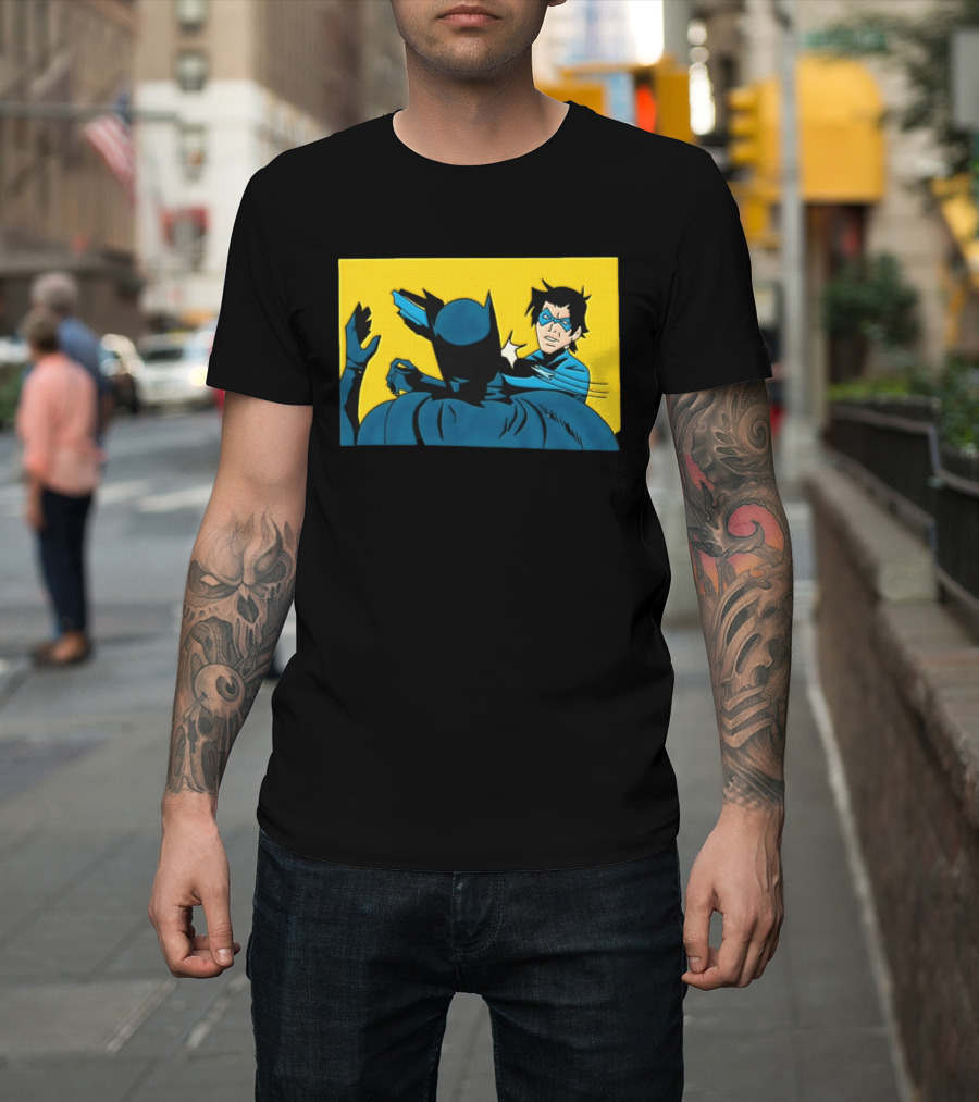 Nightwing Slapping Batman Meme Comic Panel Yellow T-Shirt