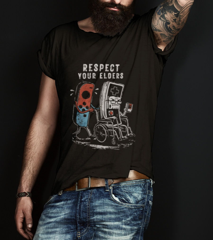 Respect Your Elders Retro Game Controllers T-Shirt