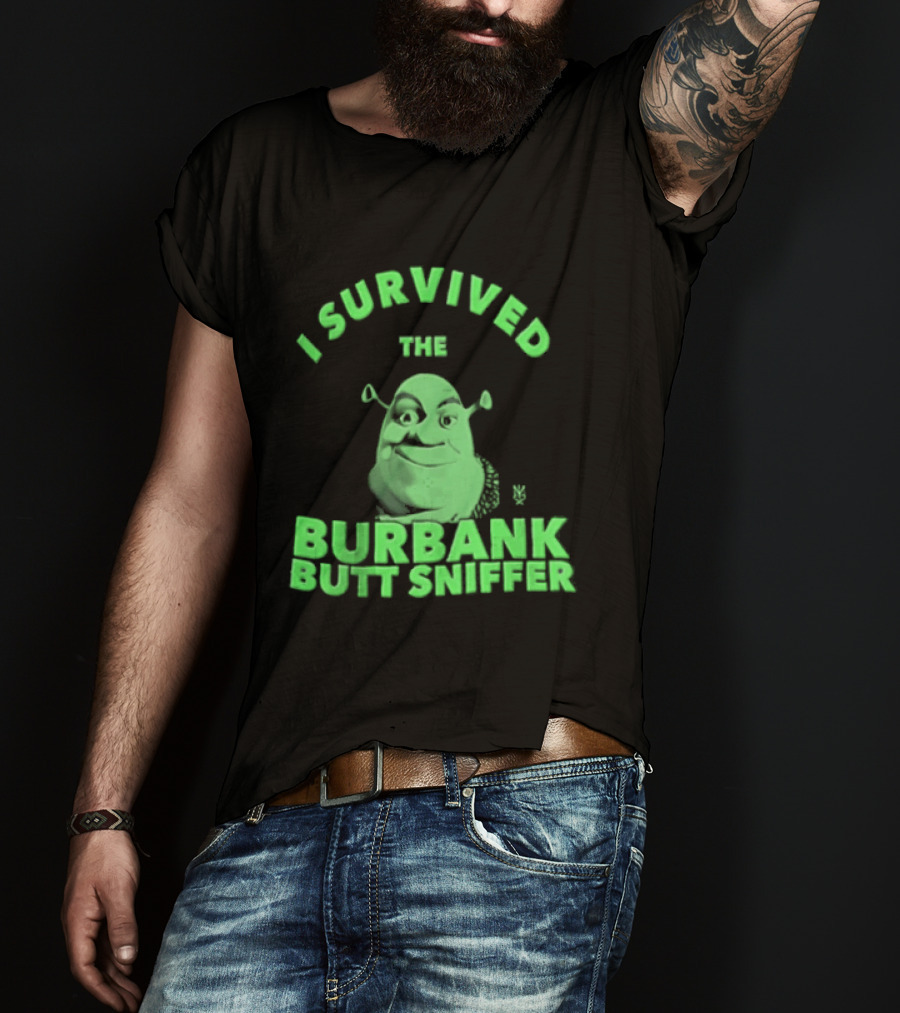 Shrek I Survived The Burbank Butt Sniffer Green Character Mashup T-Shirt