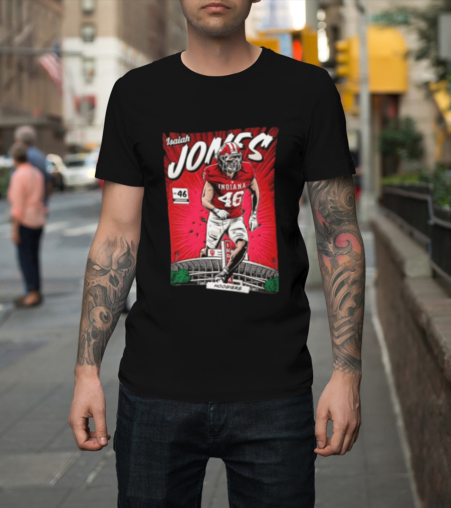 Indiana Hoosiers #46 Isaiah Jones Comic Stadium Edition T-Shirt
