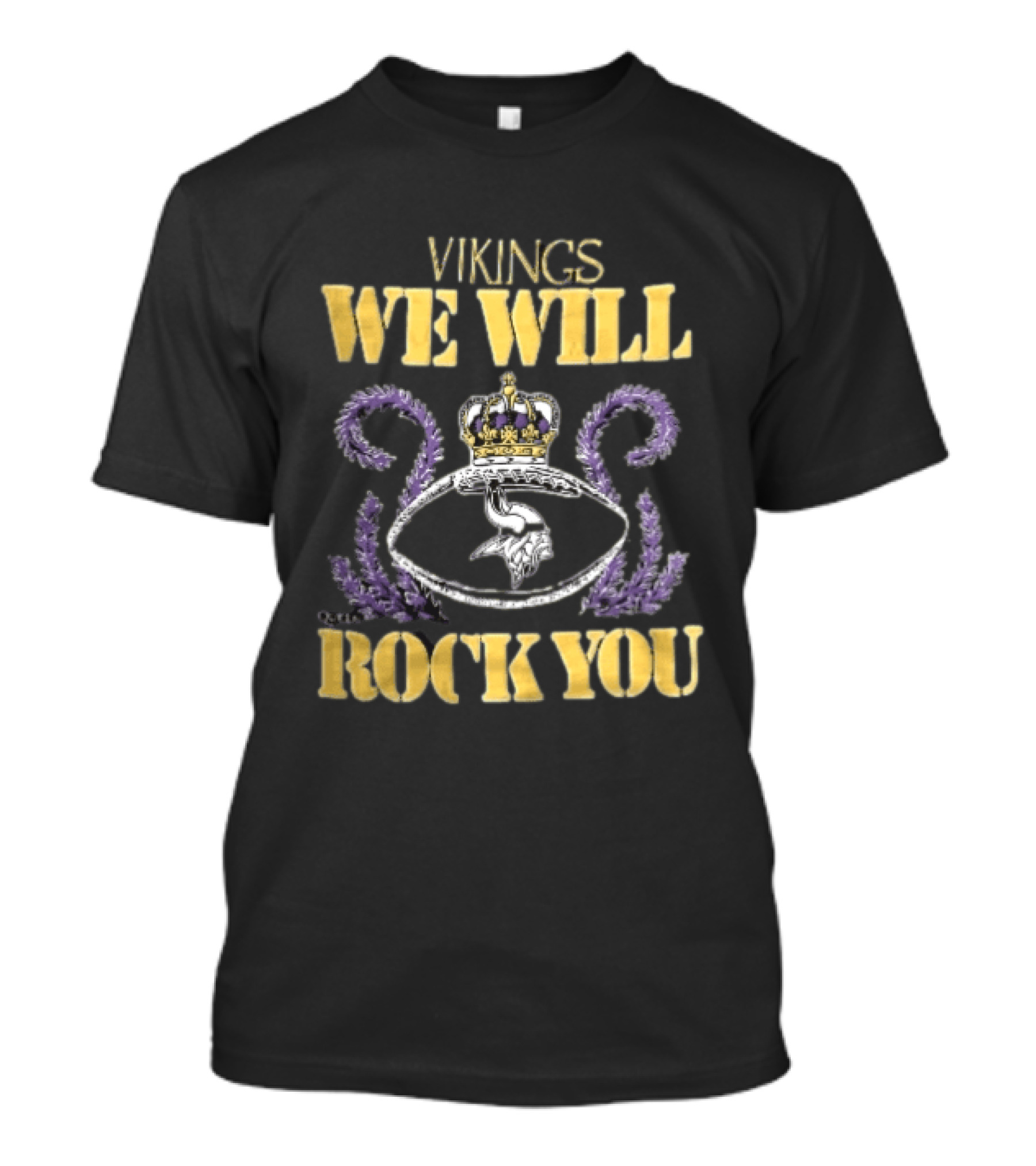 Vikings We Will Rock You Crown Football Laurel T-Shirt