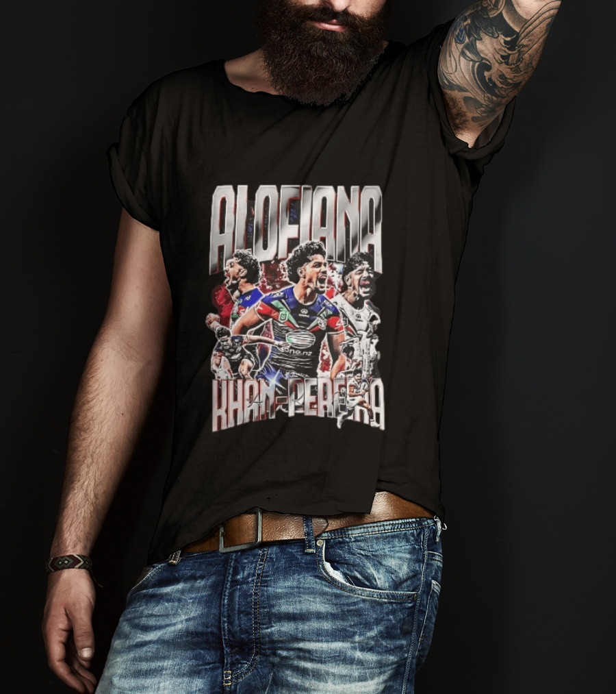 Alofiana Khan Pereira Rugby Action Collage Bootleg One New Zealand Warriors T-Shirt
