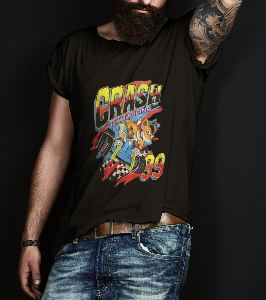 Crash Team Racing 99 Cartoon Bandicoot Go Kart Distressed T-Shirt