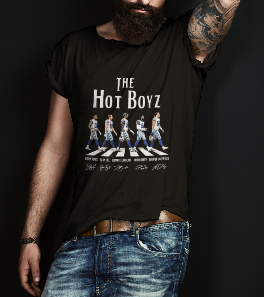 The Hot Boyz Dallas Cowboys Byron Jones Sean Lee Abbey Road Crosswalk Player Roster T-Shirt