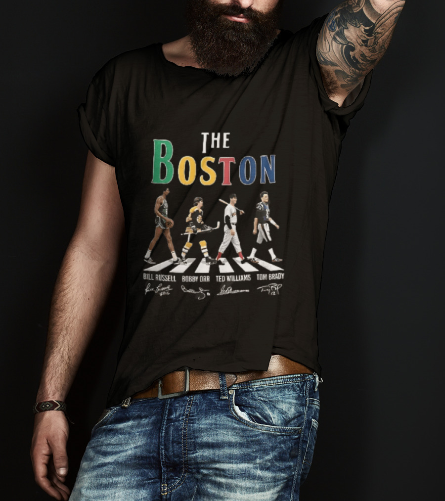 The Boston Bill Russell Bobby Orr Ted Williams Tom Brady Abbey Road Crosswalk Sports Legends T-Shirt