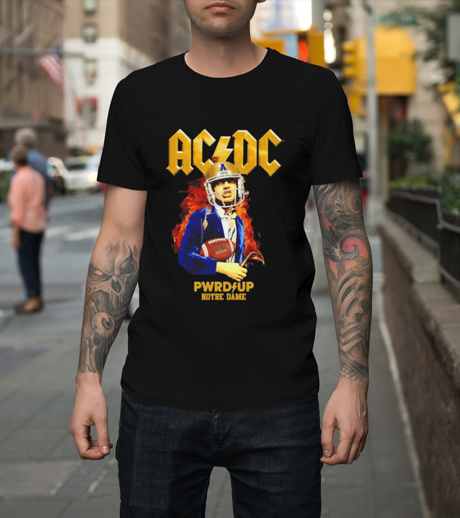 ACDC PWR UP Notre Dame Irish Football T-Shirt