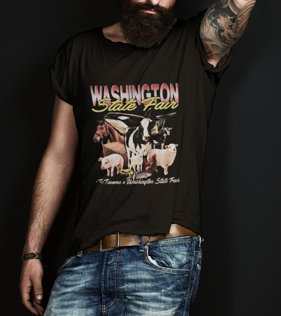 Washington State Fair Puyallup Tacoma Orca Cow Horse Sheep Pig Chicken Goat Frog Fish T-Shirt