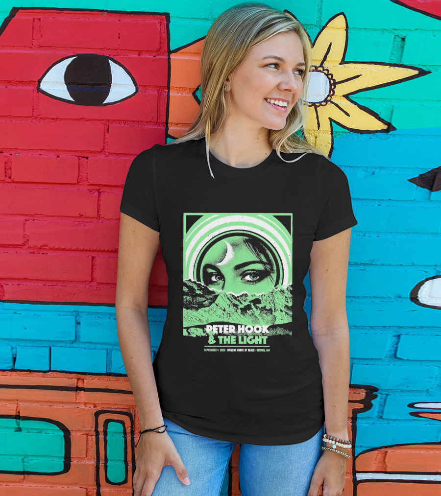 Peter Hook And The Light Boston MA Citizens House Of Blues September 4 2026 Event Crescent Moon Woman's Eyes Green Mountains T-Shirt