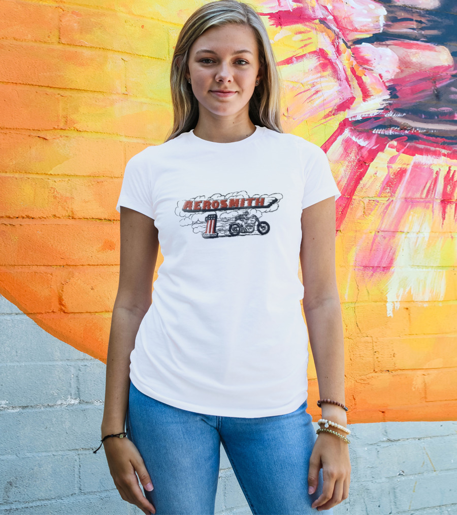 Aerosmith Harley Davidson Motorcycle Rider Speeding Clouds 1 T-Shirt