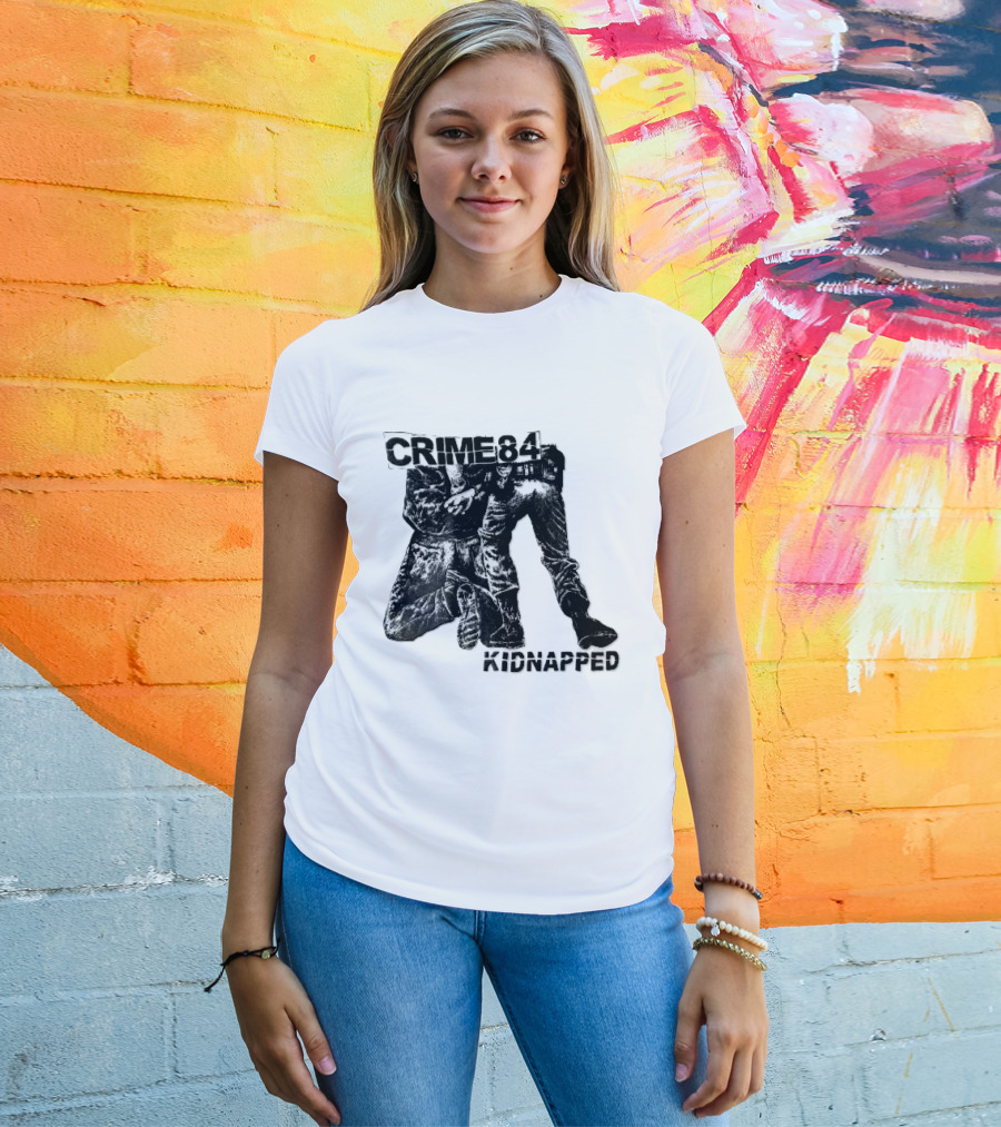 Crime 84 Kidnapped Kneeling Handcuffed Person Police Officer Sketch T-Shirt