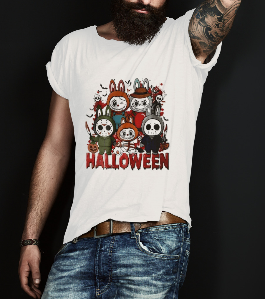 Halloween Cartoon Bunny Horror Characters Costumes Scary Masks T-Shirt